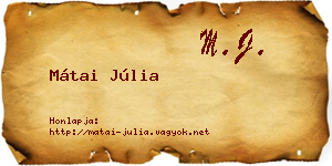 Mátai Júlia névjegykártya